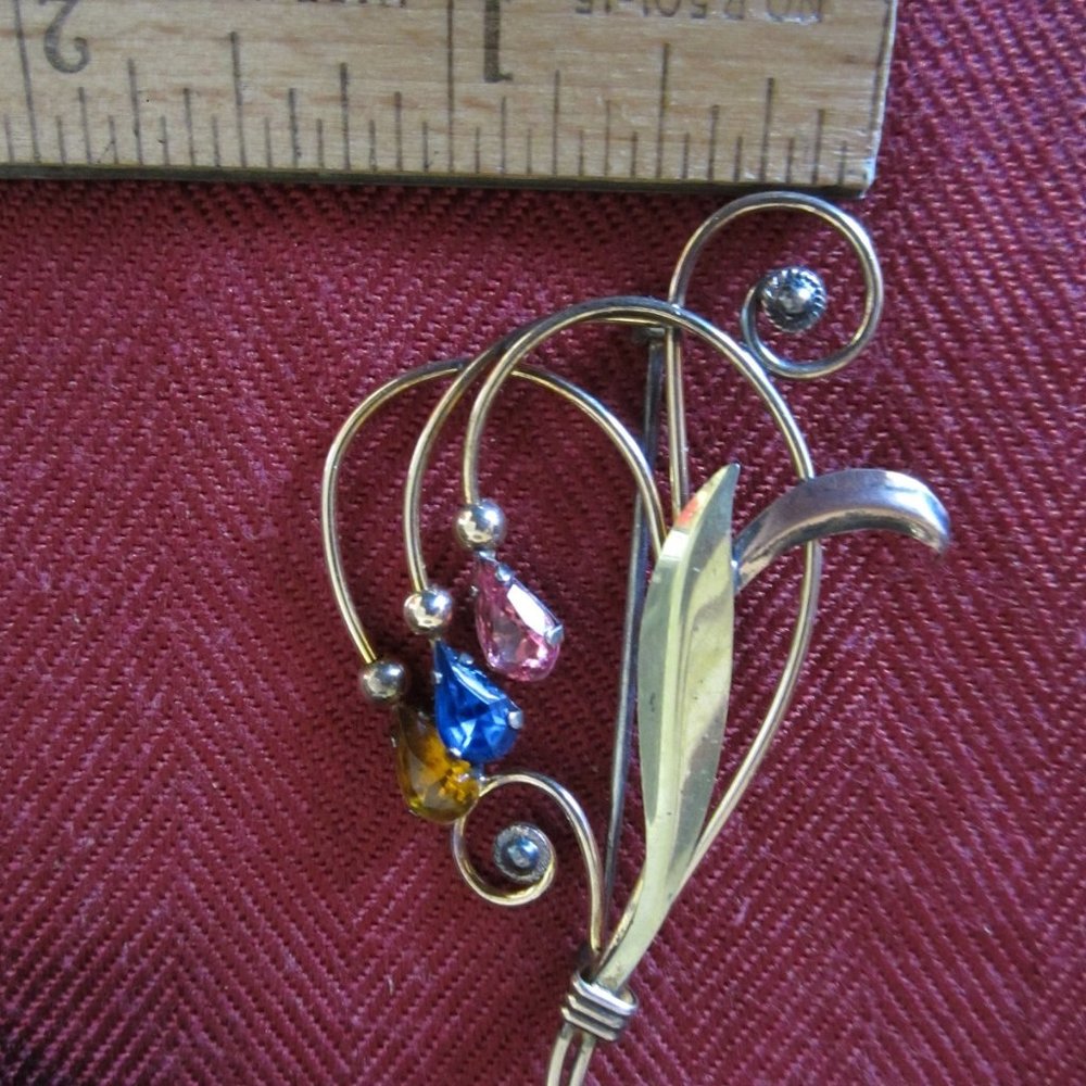 Vintage designer Brooch Sterling w/ Gold Overlay - Picture 6 of 6